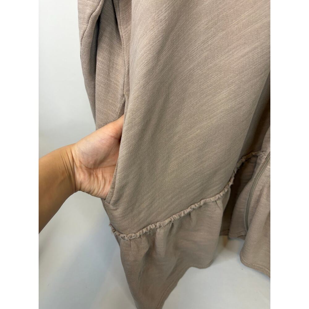 J.Jill PureJill Full Zip Gray Ruffle Hem Long Sleeve Hoodie Sweatshirt Size 2X - Picture 4 of 6